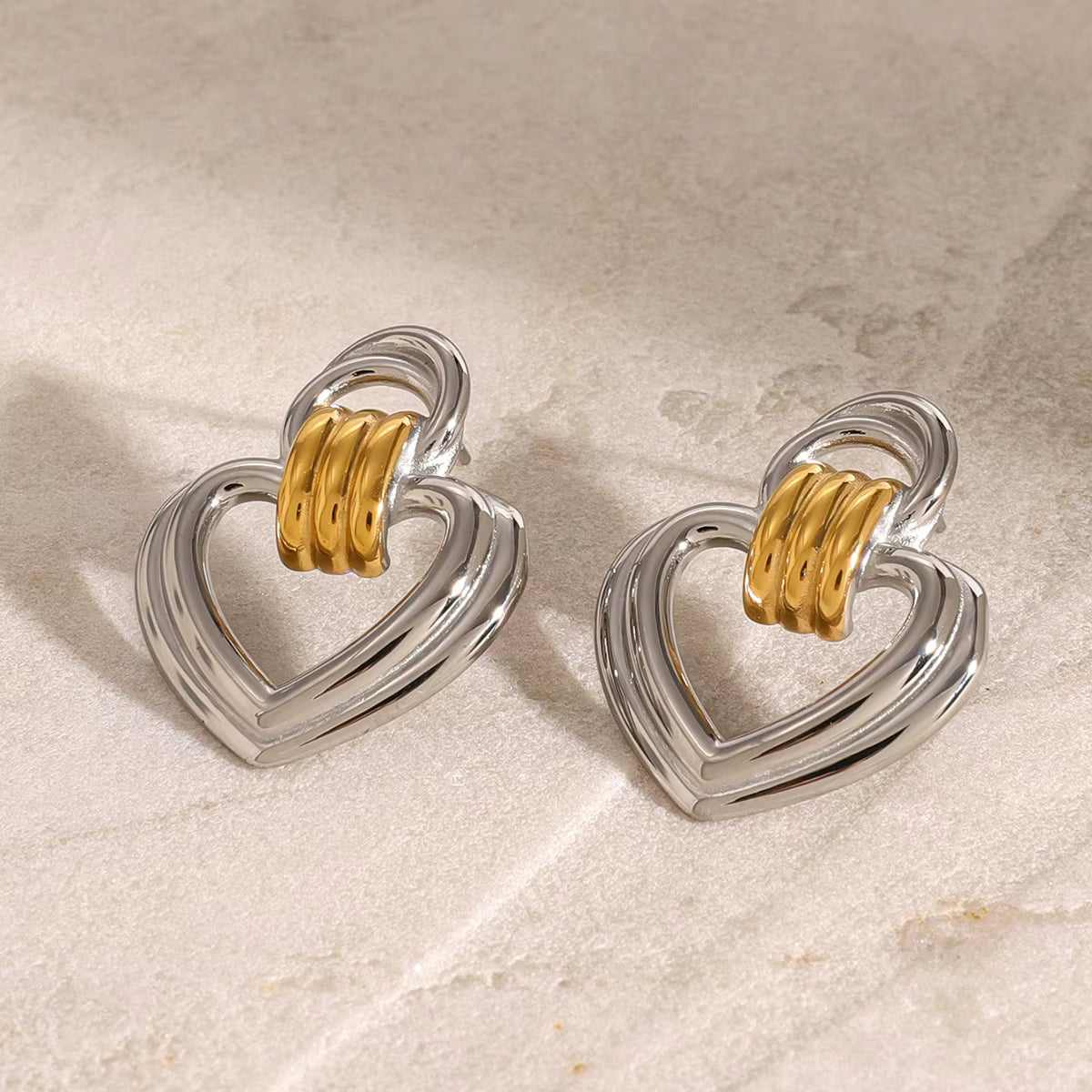 Mixed Metal Heart Earrings