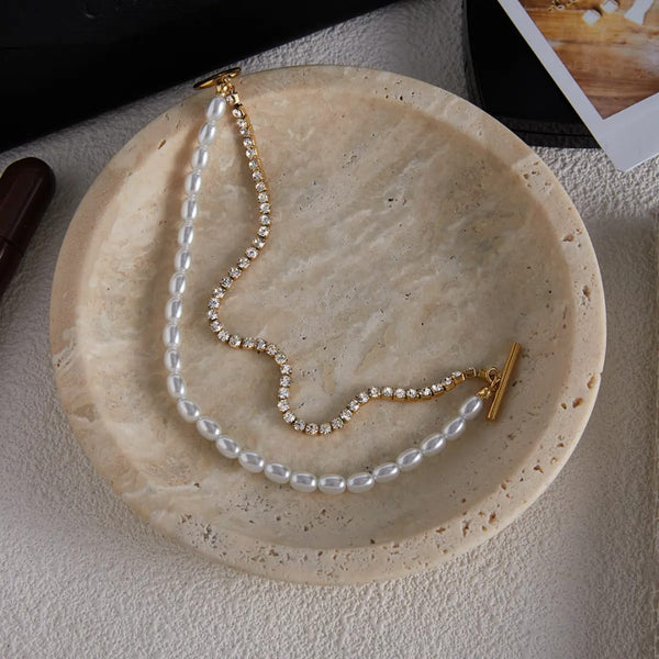 Pearl Rhinestone Layered Bracelet