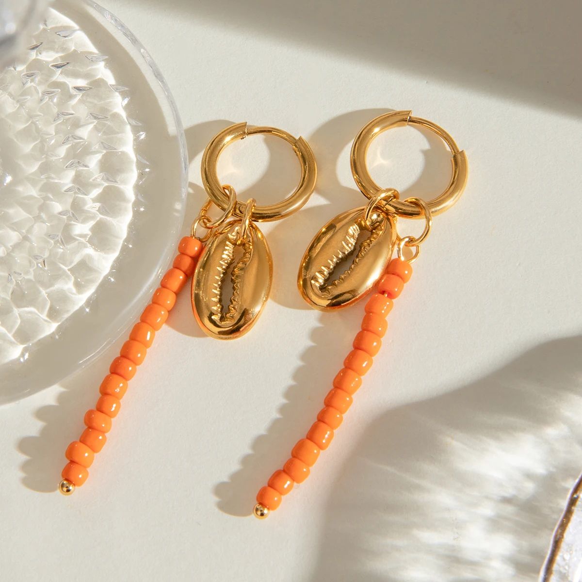 Orange Shell Earrings