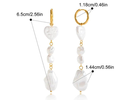 Pearl drop heart earrings