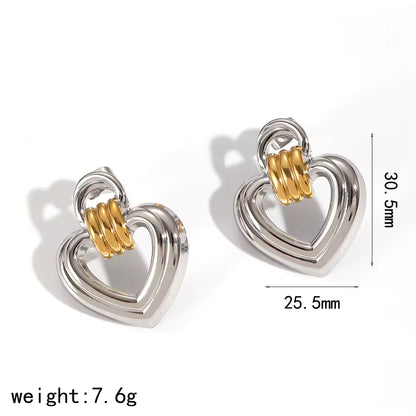Mixed Metal Heart Earrings
