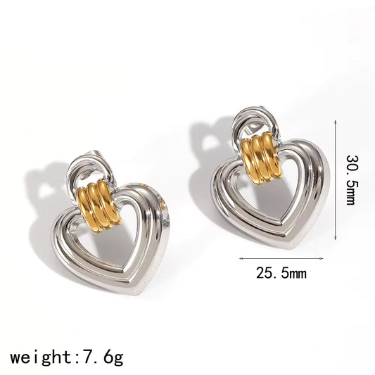 Mixed Metal Heart Earrings