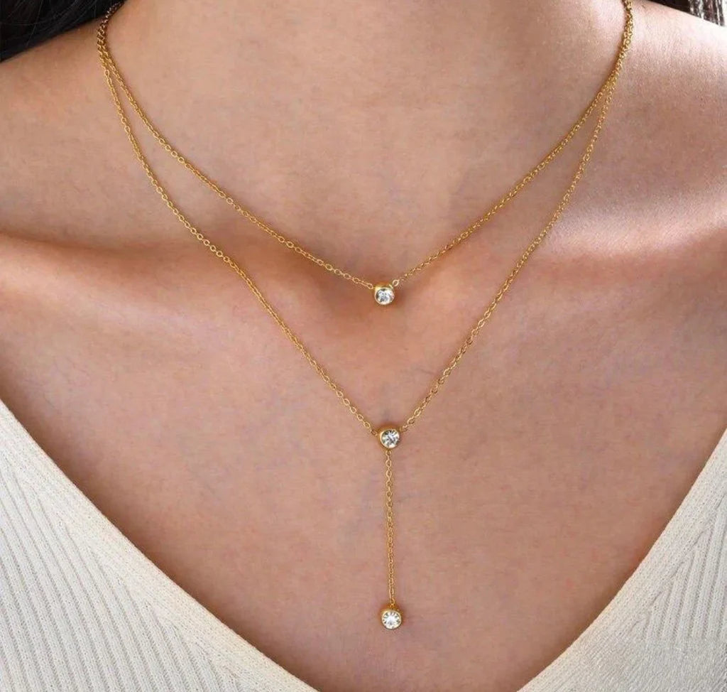 Minimal Drop Layered Necklace