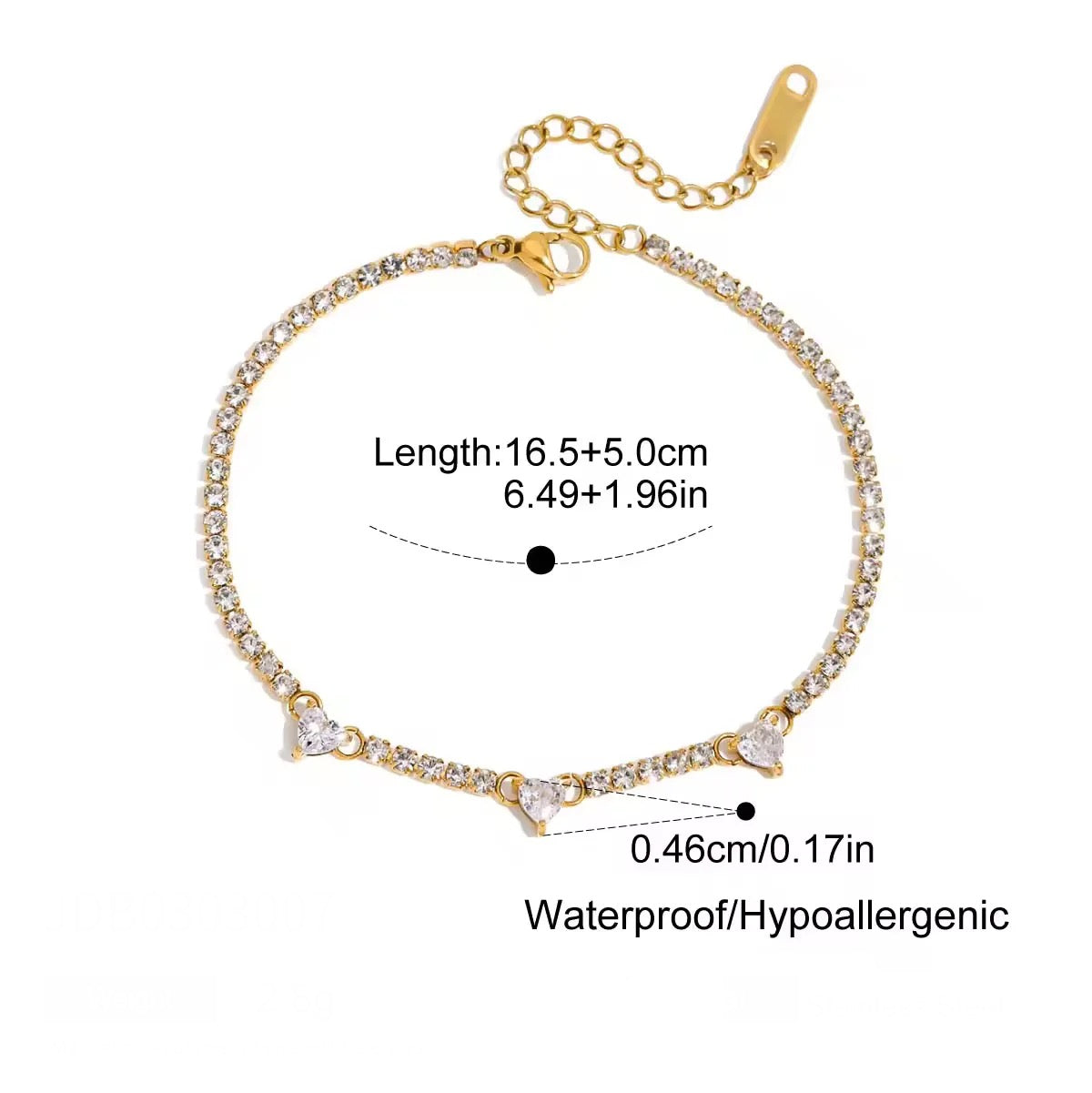 Heart Tennis Bracelet