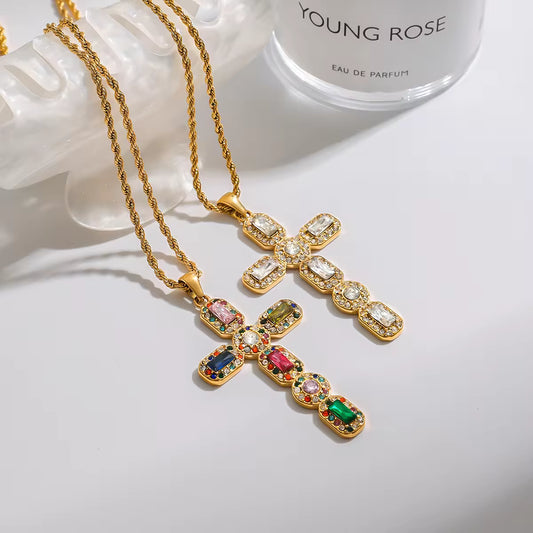 Cross Multicolored Necklace