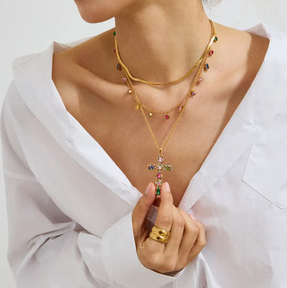 Cross Multicolored Necklace