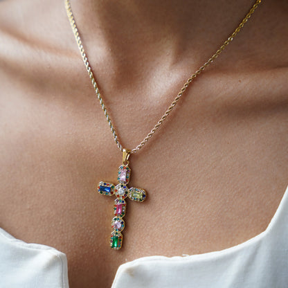 Cross Multicolored Necklace