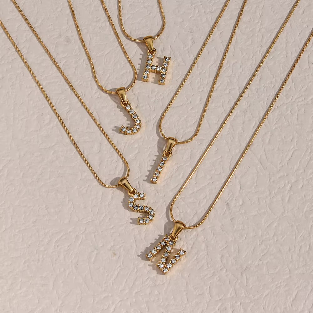 Initial Bling Necklace (Zirconia)