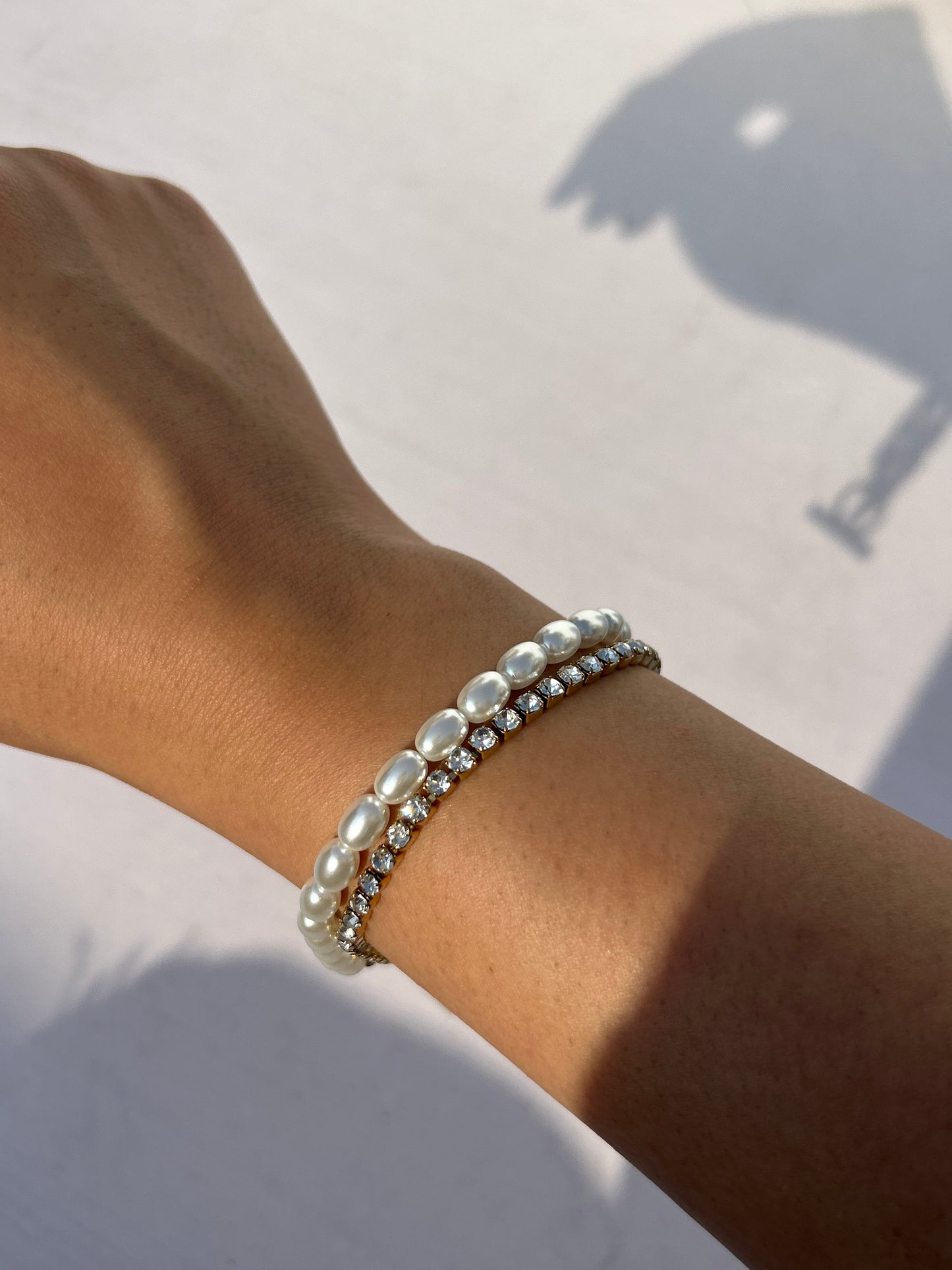 Pearl Rhinestone Layered Bracelet