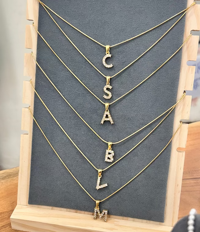 Initial Bling Necklace (Zirconia)