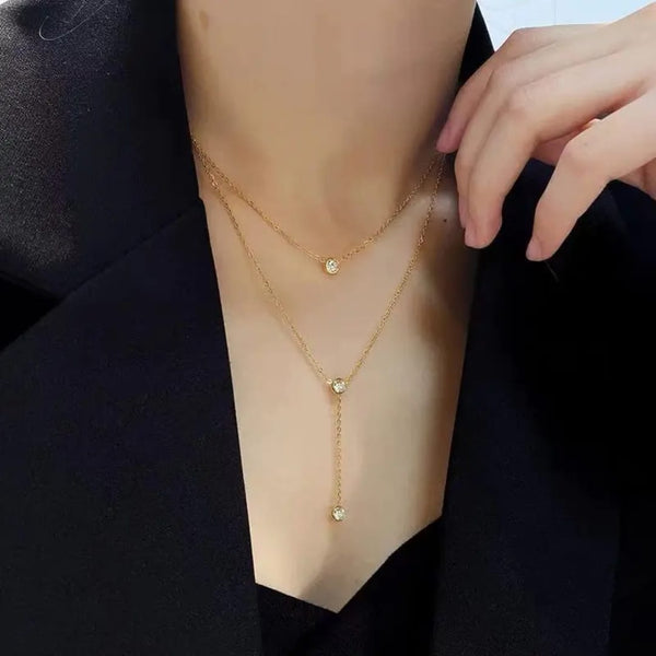 Minimal Drop Layered Necklace